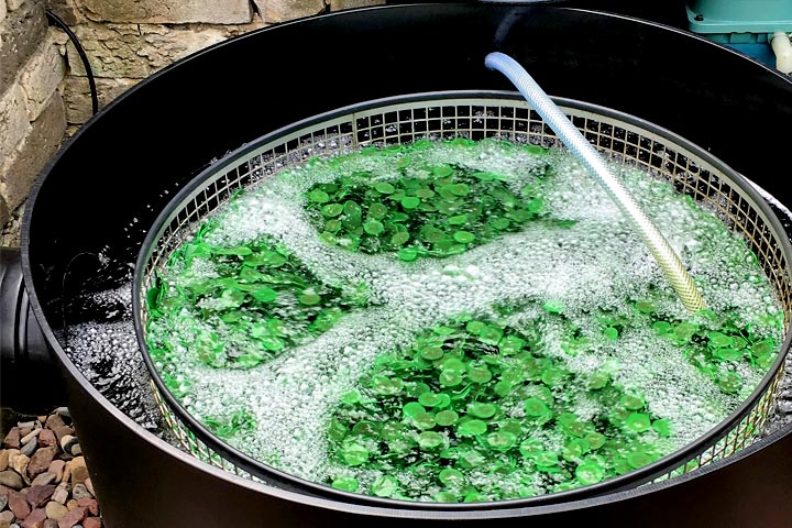 die grünes eco-pondchips in einer biokammer mit sauerstoff